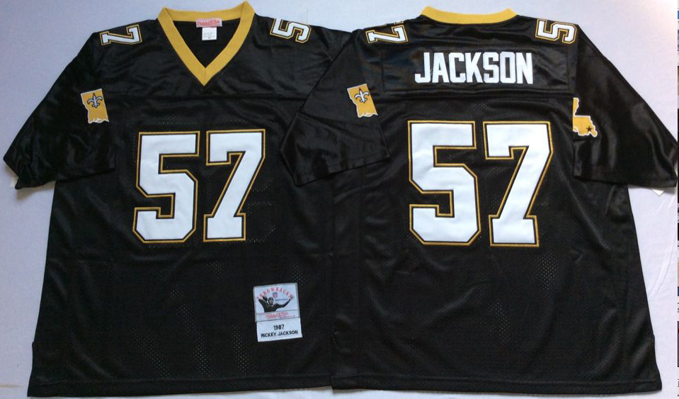 Men NFL New Orleans Saints 57 Jackson black Mitchell Ness jerseys